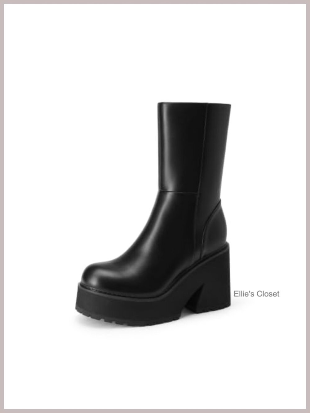 Women's Platform Ankle Boots Faux Leather Chunky Heel Zip